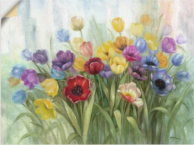 Produktbild von ARTland Wandbild, selbstklebend Tulpenwiese I Größe: 80x60 cm