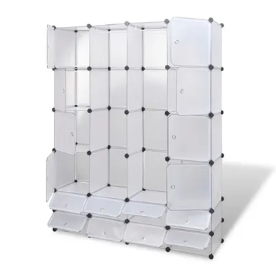 Produktbild von "Winter Sale" Kleiderschränke - Weiß Modularer Schrank mit 18 Fächern Weiß 37x146x180,5cm DE1990203