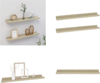A collage of images showing wooden shelves with decorative items and empty shelves.