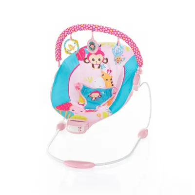 Produktbild von Babywippe Happy Safari Rosa mit Schaukelfunktion, Vibration und Spielbogen bis 9 kg