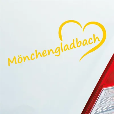Produktbild von Auto Aufkleber Mönchengladbach Herz Stadt City Liebe Love 19,5x8 cm Gelb Sticker Heckscheibenaufkleber