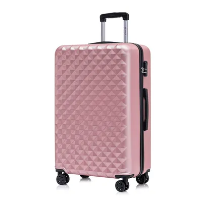 Produktbild von Koffer Trolley Reisekoffer Suitcase, Rollkoffer Handgepäck ,mit 4 Rollen360°, Hartschalenreisekoffer, Zahlenschloss, Weicher Gummigriff (XL,Roségold)