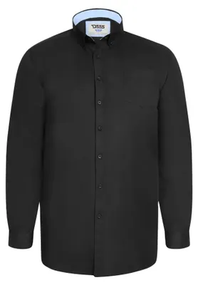 Image de Duke - Chemise pour homme « D555 Richard », coupe king size, style Oxford, coupe haute, manches longues DC590 (3XL) (noir)