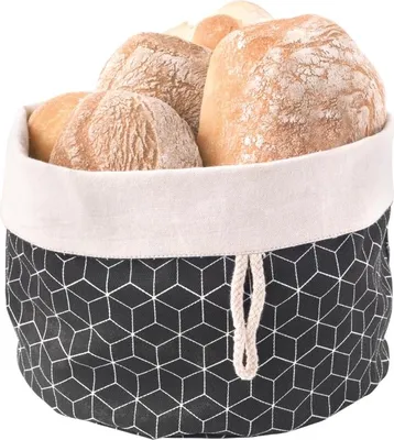 Produktbild von Faltbarer Brotkorb mit Knopfschnalle, aus Baumwolle, schwarz
