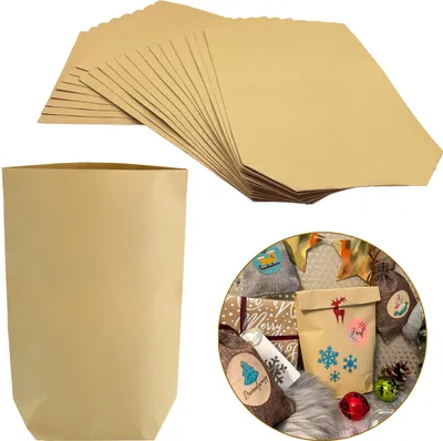 Produktbild von Oblique Unique 24 Geschenktüten aus Kraftpapier für Weihnachten Advent Deko DIY Adventskalender Geschenk Verpackung