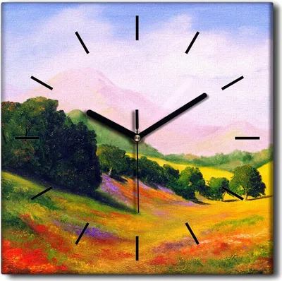 Produktbild von Coloray Uhr auf Leinwand 30x30 cm Wand Uhr Dekoration Wohnzimmer Segeltuch schwarze Hände -Landschaftskunst Art.