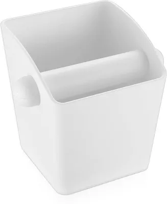 Produktbild von Ibenzoa® Abklopfbehälter für Kaffeesatz – Weiß, ABS‑Kunststoff, schräges Design, Antirutschboden, für Siebträger & Barista‑Zubehör