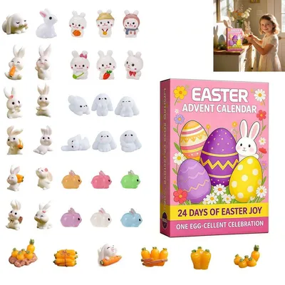 Produktbild von Ostern Rückwärtszählkalender, 24 Tage Miniatur Häschen für Erwachsene und Kinder
