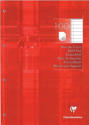 Produktbild von Clairefontaine 5x Kursusblock DIN A4 100 Blatt 90g liniert mit Rand Rot 5818C
