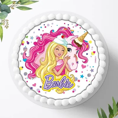 Produktbild von Für die Geburtstags Torte ein Tortenaufleger, Zuckerbild mit dem Motiv: Einhörner, Essbares Foto für Torten, Fondant, Ø 20cm, 00043