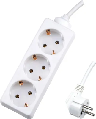 Obrázek produktu pro Rozbočovač Schurrer 3x s přívodním kabelem 3 m 3x1,5 mm², otočený o 45°, bílý, 1 ks.