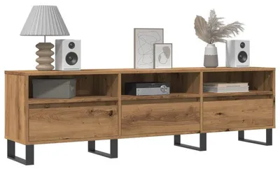 Obrázek produktu pro TV stolek - Masivní dřevo - 150 x 30 x 44,5 cm - 3 zásuvky a 3 police - Elegantní televizní stolek