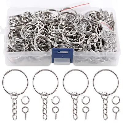 Productafbeelding van Sleutelhanger ringen - Zilverkleurig - 450 stuks - DIY-set