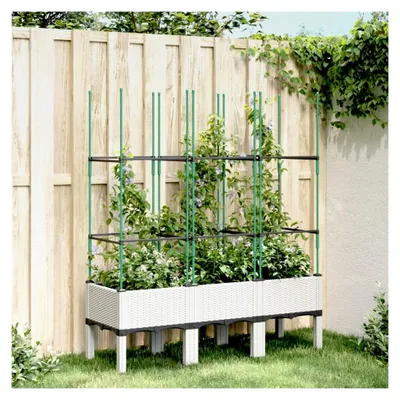 Produktbild von Pflanzkübel mit Rankgitter Weiß 120x40x142,5 cm PP