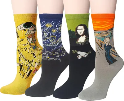 Produktbild von 8 Paar Socken, Witzige Strümpfe, Funny Socks, berühmte Kunstmotive, 38-43, Baumwolle, A0465