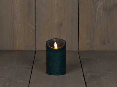 Produktbild von Kerzenwachs rustikale bewegliche Flamme 7,5x12,5 cm antik grün b.o.