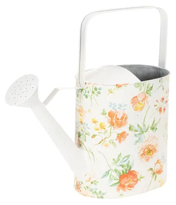 Produktbild von Deko Gießkanne Metall Vintage Look mit Rosenmotiv als Pflanzgefäß