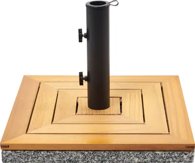 Produktbild von BELIANI Sonnenschirmständer Braun Birkenholz u. Granit 45x45 cm Quadratisch mit Stahlrohr Modern Garten Terrasse Balkon Outdoor Außenbereich Zubehör