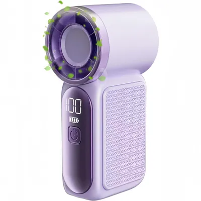 Produktbild von Mini Handventilator Akku, mit 6 Stufen, LED Display USB-C, Tragbar Ventilator, Taschenventilator Lange Betriebsdauer, für Alltag & Büro, Urlaub, Lila