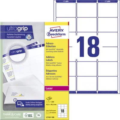 Image de Etiquettes d'adresse AVERY Zweckform QuickPEEL, 63,5 x 46,6 mm (72716110)