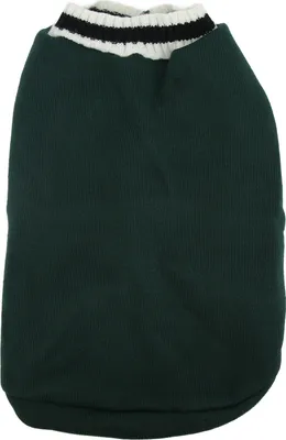 Image de Pull pour chien style campus tricoté V cou pull gilet pour animal de compagnie pour l'automne et l'hivergreen M