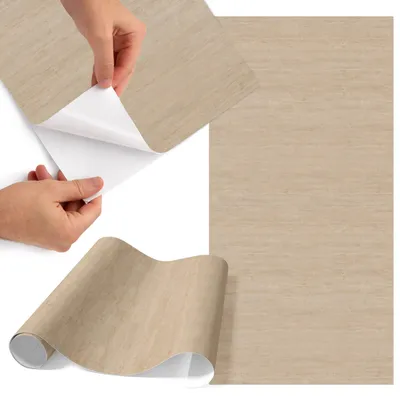 Produktbild von Möbelfolie 65x130 cm - Klebefolie Möbel - Selbstklebende Folie - Folie für Möbel - Möbelfolie Küche - Klebefolie Küche - Möbelfolie Schrank - Wasserdicht - Abwaschbar - Selbstklebend - Luftblasenfrei - Rückstandslos entfernbar - Beiges Holz
