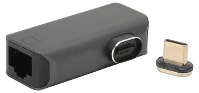 Obrázek produktu pro Adaptér RJ45 na typ C z hliníkové slitiny, 24pinový, pozlacený, spolehlivý vysokorychlostní adaptér USB-C na RJ45 pro notebooky, telefony a televizory