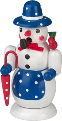 Produktbild von Kaladia Räucherfigur - Schneefrau mit Regenschirm - aus Holz - für Räucherkerzen Größe M - ca. 5 x 4 x 10 cm