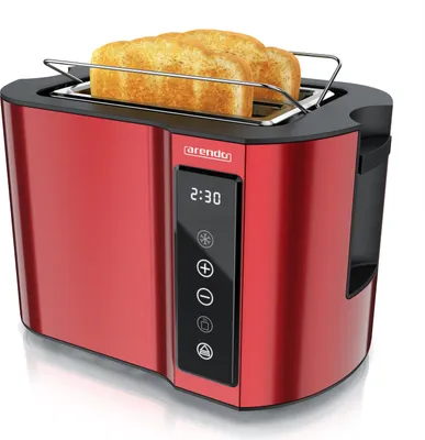 Produktbild von Arendo Toaster Wärmeisoliertes Doppelwandgehäuse, Display mit Restzeitanzeige, 2 kurze Schlitze, für 2 Scheiben, 800 W, Touchpanel, Brötchenaufsatz, 7 Bräunungsgrade