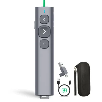 Produktbild von USB C Präsentationsklicker mit grünem Lichtpointer, wiederaufladbarer PowerPoint-Klicker, Präsentation Remote,Long Range Wireless Presenter