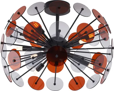 Produktbild von QAZQA - Art Deco Art-Deco-Deckenleuchte I Deckenlampe I Lampe I Leuchte Schwarz mit Bernstein und Rauchglas - Atomic I Wohnzimmer I Schlafzimmer - Kunststoff Kugel I Kugelförmig - LED geeignet G9