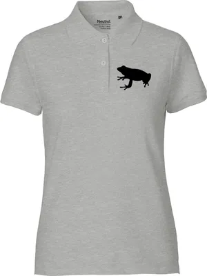 Produktbild von Huuraa Damen Polo Shirt Frosch Kröte Silhouette XL Sport Grey Bio Baumwolle Fairtrade Poloshirt Geschenkidee