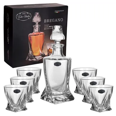 Zdjęcie produktu dla Zestaw do whisky karafka 800 ml i 6 szklanek 300 ml pudełko prezentowe Bregano Festa Italia