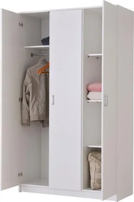 Immagine prodotto di Dmora Guardaroba 3 Ante Licodia 120x52 cm Bianco, Appendiabiti 4 Ripiani