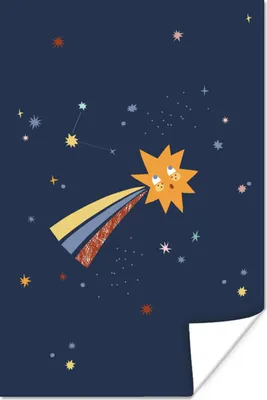 Produktbild von MuchoWow® Poster Stern - Kinder - Weltraum 20x30 cm - Papierdruck