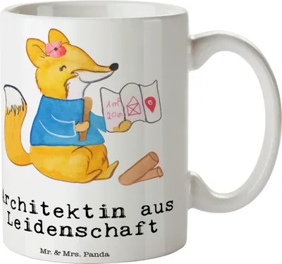 Produktbild von Mr. & Mrs. Panda Tasse mit Spruch Architektin Leidenschaft - Weiß - Geschenk, Innenarchitektin, Studium, Beruf, Lustig, Pott, Architekturbüro, kaffeebecher bedruckt