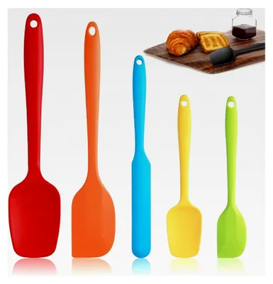 Produktbild von 5-teiliges Silikon Teigschaber Set, Hitzebeständige Küchenhelfer und Antihaft Spatel, Lebensmittelecht, Ideal zum Kochen, Backen und Rühren