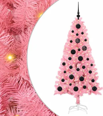 Image de vidaXL Arbre de Noël avec 150 LEDs avec support Rose 150 cm PVC