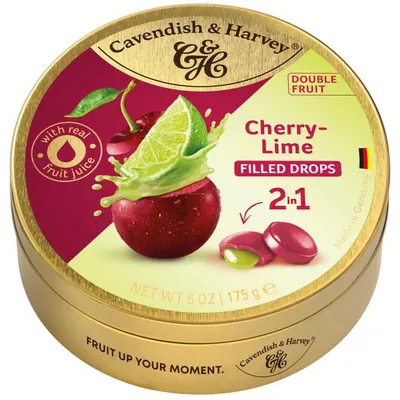 Immagine prodotto di Cavendish & Harvey, caramelle ripiene al gusto di ciliegia e lime, 175g