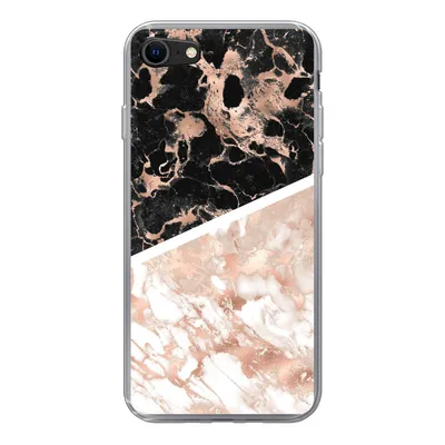 Produktbild von MuchoWow® Handyhülle Schutzhülle Hülle für iPhone SE 2020 Marmor - Rosa - Weiß - Schwarz Silikon Softcase Handy Hülle - Kartenbesitzer