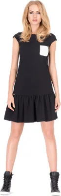 Produktbild von Damen Kleid Tunika Mini-Kleid Rüschen Top; Schwarz/M/38