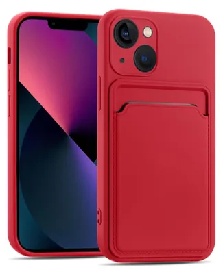 Immagine prodotto di Custodia per iPhone 14 Plus Custodia protettiva in silicone con slot per schede Slim Cover, rosso