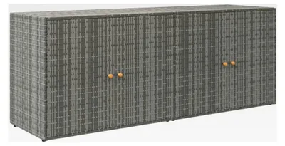 Produktbild von Gartenschrank aus PE-Rattan mit Akazienholz, grau, 198 x 55,5 x 80 cm - für den dekorativen und praktischen Außenbereich