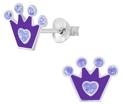 Produktbild von Kinder Ohrstecker 925 Silber Ohrringe für Mädchen Krone | 7 mm x 10 mm