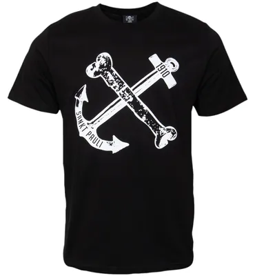 Produktbild von FC St. Pauli T-Shirt Anker, Original Fanartikel, Schwarzes Herren T-Shirt mit Anker-Knochen-Print, 100% Baumwolle
