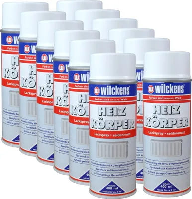 Produktbild von 12x Heizkörperlackspray weiß seidenmatt 400ml Heizung Lackspray Spraydose