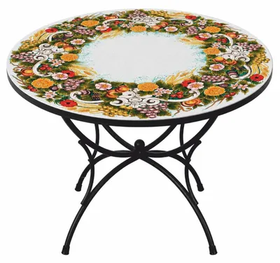 Obrázok produktu pre Casa Padrino, luxusný jedálenský stôl v štýle secesie, biela/farebná/čierna farba, priemer 120 cm - nábytok pre reštaurácie a záhrady - vyrobené v Taliansku