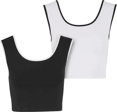 Immagine prodotto di Urban Classics Top Damen Ladies Contrast Cropped Top (2er Pack) schwarz/weiß L