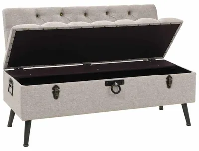 Produktbild von vidaXL Sitzbank mit Stauraum und Rückenlehne 110cm Creme Stoff
