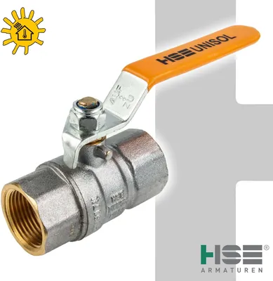 Produktbild von HSE UNISOL Solarkugelhahn Typ 1610, beids. Innengewinde Rp 3/8 Zoll (DN 10), Stahlhebel lang, MS-verchromt